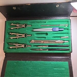 Vintage Tower Precision Germany Drafting Protractor Set with Case